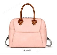 时尚商务女士手提电脑包 单肩笔记本包 大容量防水公文包 PU粉红